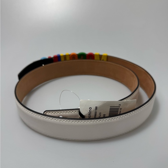 Moschino Multicolor Logo Belt White Men’s Size EU 48/US 32